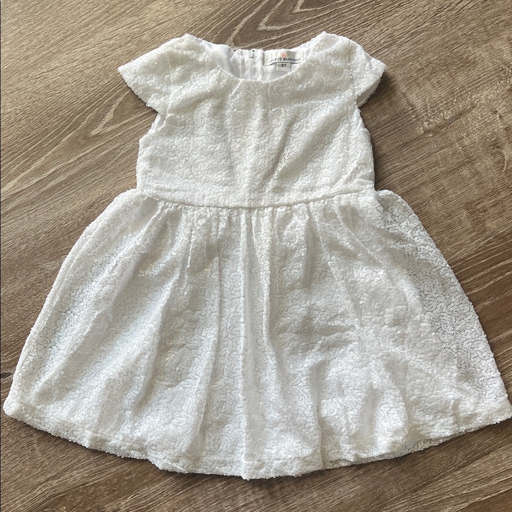 Bailey’s Blossoms EUC White Sequin Dress size 3T